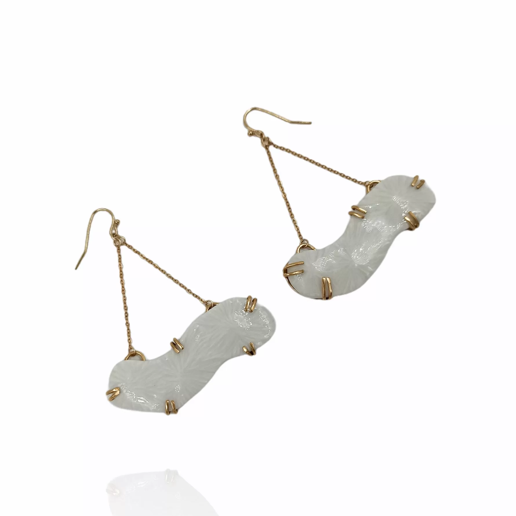 Handcarved Porcelain Long Earrings