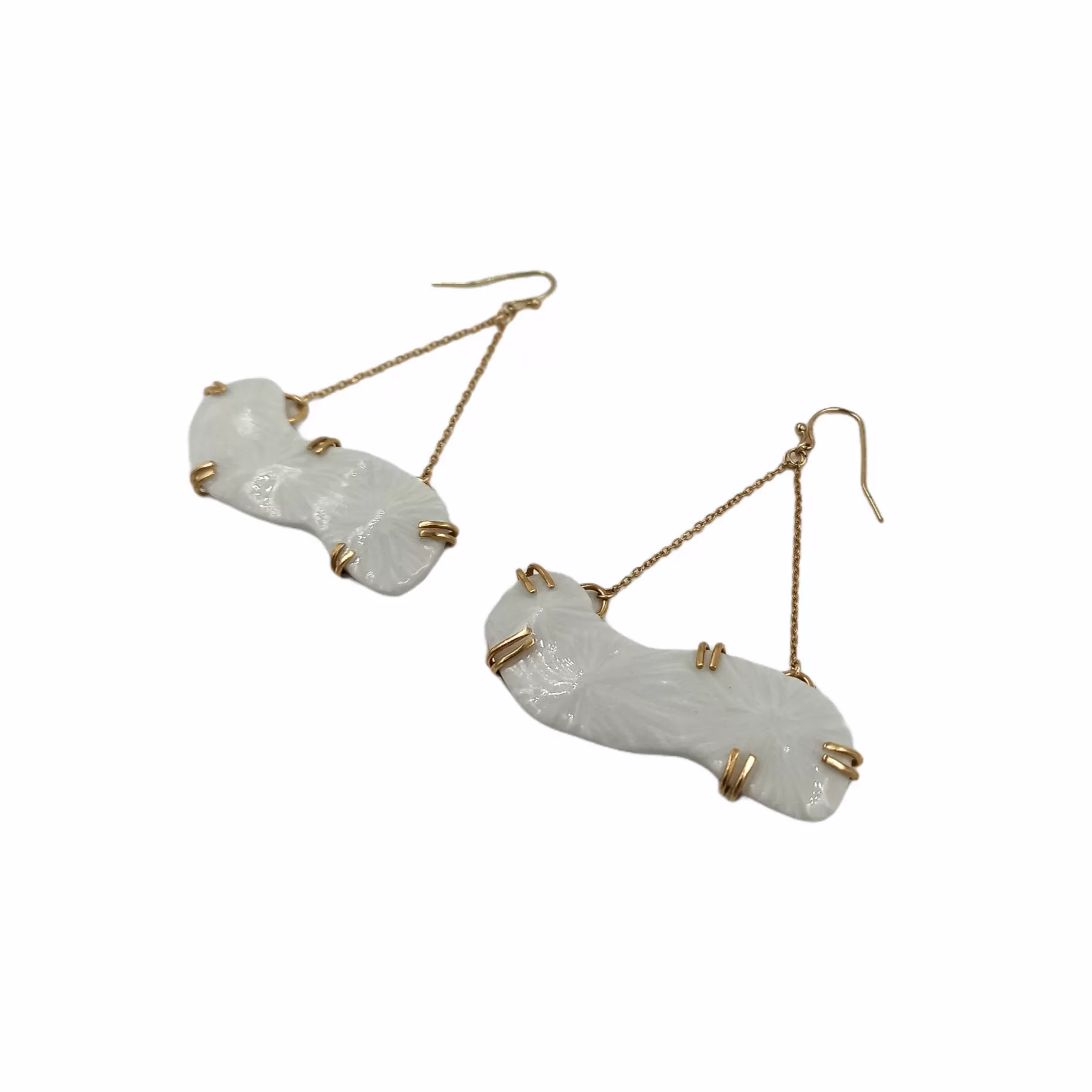 Handcarved Porcelain Long Earrings