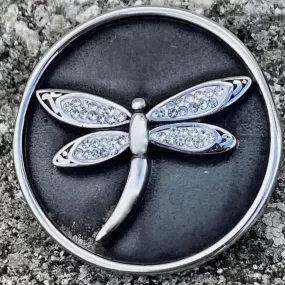 Vest Pin - White Stone Dragonfly - PIN30